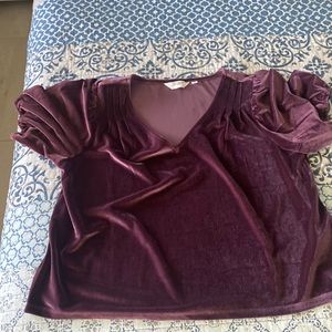 Candace Cameron Bure velvet purple shirt